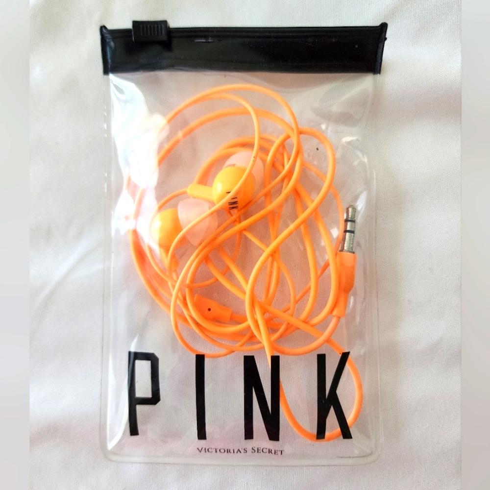 NEW Victoria's Secret PINK Earbuds Orange RARE